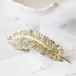 Crystal feather - leaf - hair clipHair clips