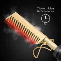 Alles in 1 - Haarglätter / Lockenwickler / Kamm - mit Temperaturregelung - Turmalinkeramik