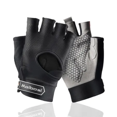 Mit dem Fitnessstudio gepolsterte Handschuhe - rutschfester Silikongriff - mit Handgelenkwickel