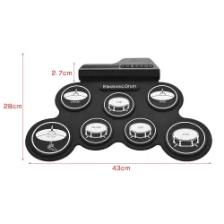Digital electronic drum set - 7-Pad - USB roll-up silicone drum pad - with drumsticks / foot pedalsMusical Instruments