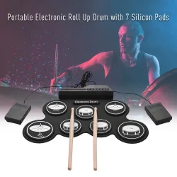 Digitales elektronisches Drum-Set - 7-Pad - USB-Roll-Up-Silikon-Drum-Pad - mit Drumsticks / Fußpedalen