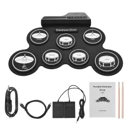 Digitales elektronisches Drum-Set - 7-Pad - USB-Roll-Up-Silikon-Drum-Pad - mit Drumsticks / Fußpedalen