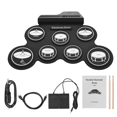 Digitales elektronisches Drum-Set - 7-Pad - USB-Roll-Up-Silikon-Drum-Pad - mit Drumsticks / Fußpedalen