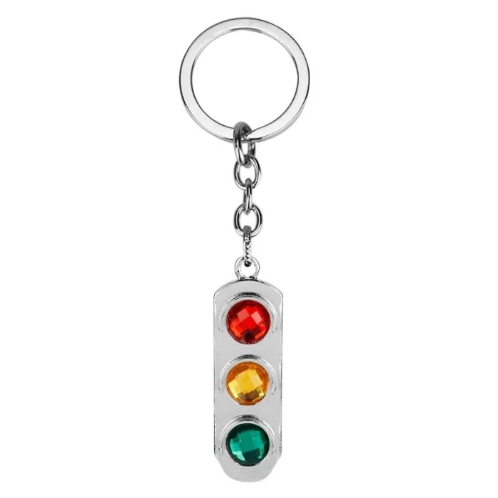 Crystal traffic lights - metal keychainKeyrings