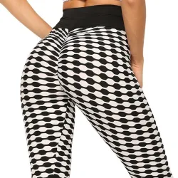 Dehnbare lange Leggings - Abnehmen - mit Gitterdruck - Fitness - Yoga