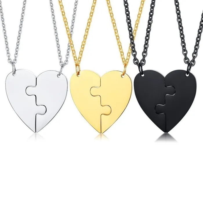 Heart pendant with necklace - custom made engraved name - 2 piecesNecklaces