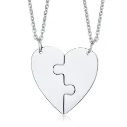Heart pendant with necklace - custom made engraved name - 2 piecesNecklaces