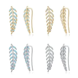 Crystal leaves earrings - 925 sterling silverEarrings