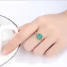 Modischer Goldring mit grünem Malachit und Kristall - 925er Sterlingsilber