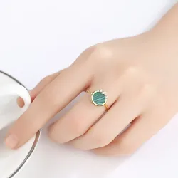Eleganter Ring mit Malachit und Zirkonoxid - 925er Sterlingsilber - veränderbar