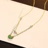 Goldkette mit Malachit & Zirkon - Doppelkette - 925er Sterlingsilber