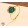 Eleganter Ring mit Malachit und Zirkonoxid - 925er Sterlingsilber - veränderbar