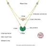 Goldkette mit Malachit & Zirkon - Doppelkette - 925er Sterlingsilber