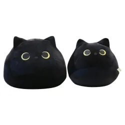Schwarzes Katzen - Baumwollkissen - Plüschtier