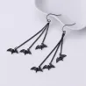 Schwarze Fledermäuse - Dreifachkette - lange Ohrringe