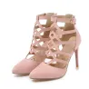 Sexy High Heels aus Wildleder - Pumps - mit Reißverschluss und Schnalle