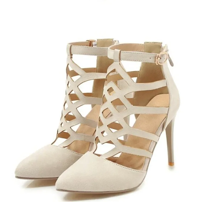 Sexy High Heels aus Wildleder - Pumps - mit Reißverschluss und Schnalle