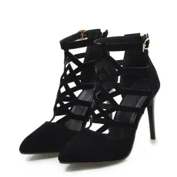Sexy High Heels aus Wildleder - Pumps - mit Reißverschluss und Schnalle
