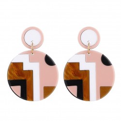 Round acrylic earrings - multicolour geometric designEarrings