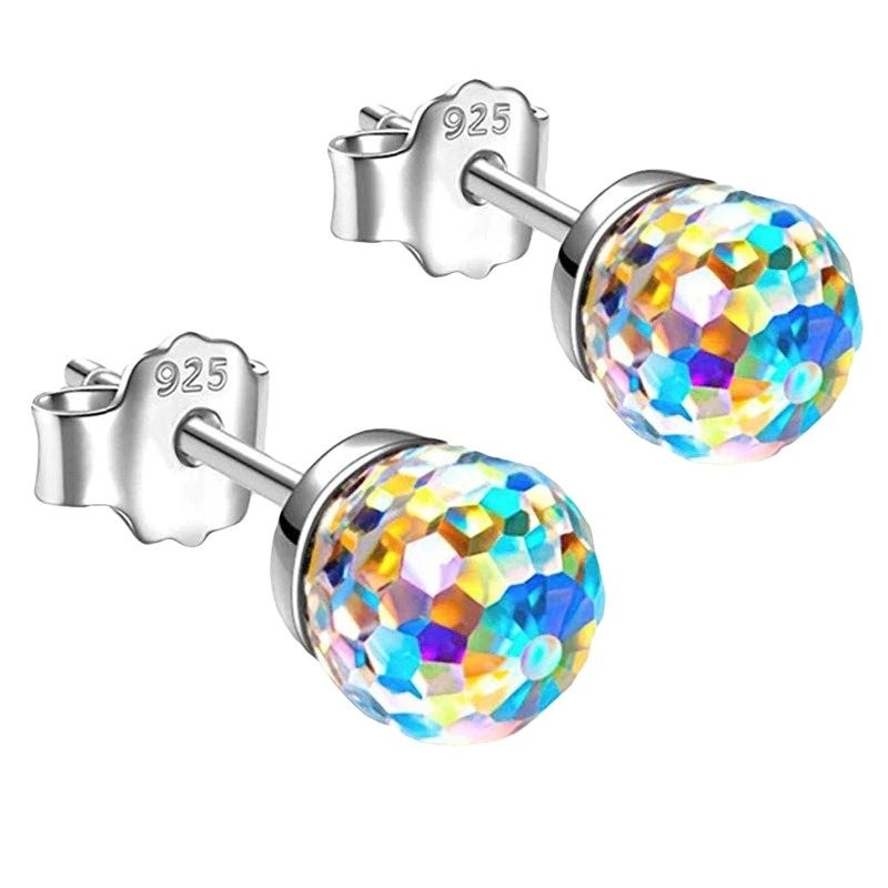 Small stud earrings - crystal disco ball
