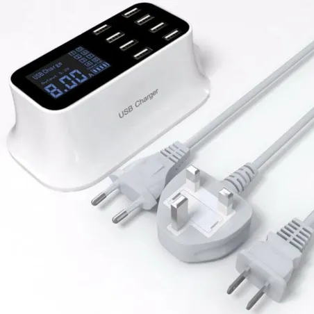 8 Port USB Quick charger - power adapter - Smart IC - with display and auto detectChargers
