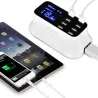 8-Port-USB-Schnellladegerät - Netzteil - Smart IC - mit Display und automatischer Erkennung