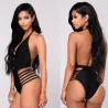 Sexy one piece swimsuit - backless - blackBeachwear