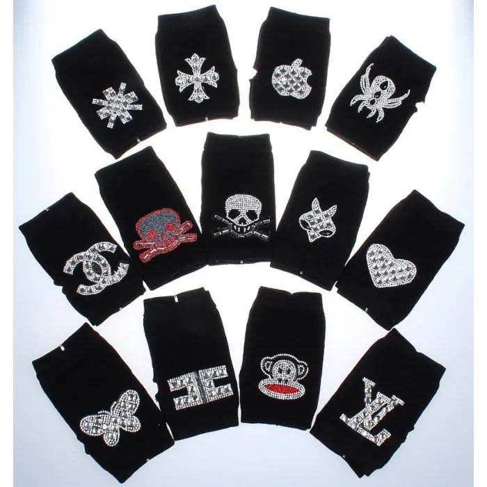 Knitted gloves - fingerless - rivets - diamonds - skullGloves