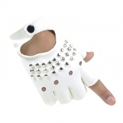 Lederhandschuhe - Halbfinger-Design - mit Nieten - unisex