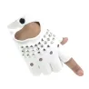 Lederhandschuhe - Halbfinger-Design - mit Nieten - unisex