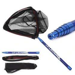 Teleskop-Angelrute - ausziehbar - mit Fischernetz - 210cm