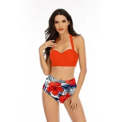 Sexy Bikini-Set - mit Push-up - hohe Taille - Sonnenblumen