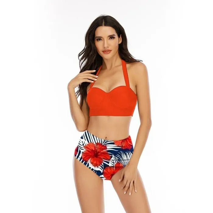 Sexy Bikini-Set - mit Push-up - hohe Taille - Sonnenblumen
