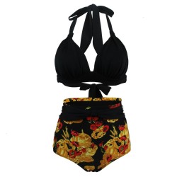 Vintage Badeanzug - Bikini-Set - mit Push-up - hohe Taille
