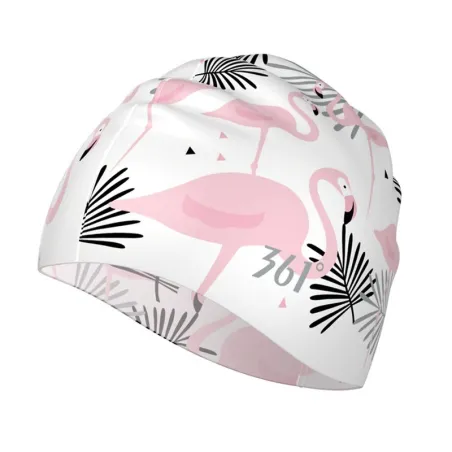 Flowers / flamingo - silicone swimming cap - long hair protectionSwimming