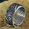 Buddhismus Sutra - Bambusblätter - Ring - veränderbar - 925 Sterlingsilber