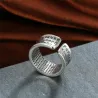 Buddhism heart sutra & lotus - ring - resizable - 925 sterling silverRings