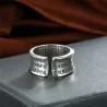 Buddhismus Herz Sutra & Lotus - Ring - veränderbar - 925 Sterling Silber