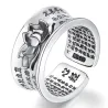 Buddhismus Herz Sutra & Lotus - Ring - veränderbar - 925 Sterling Silber