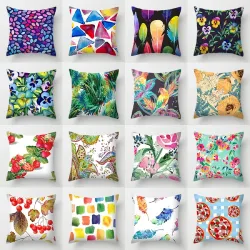 Kissenbezüge - Blumen / Regenbogen / Federn - 40 * 40 cm - 45 * 45 cm - 50 * 50 cm - 55 * 55 cm - 60 * 60 cm