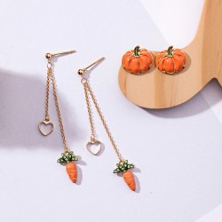 Pumpkin / carrot - long / stud long earrings