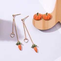 Pumpkin / carrot - long / stud long earringsEarrings
