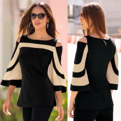 Off-shoulder Bluse - Long Sleeve Tunic