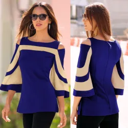 Off-shoulder Bluse - Long Sleeve Tunic