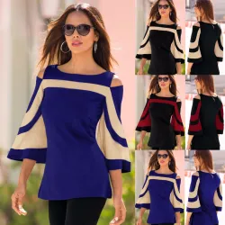 Off-shoulder Bluse - Long Sleeve Tunic