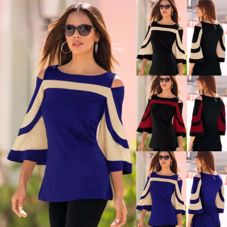 Off-shoulder Bluse - Long Sleeve Tunic