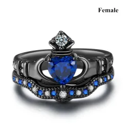 Blue zircon gems - ring for couples - for her / for himRings