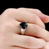 Schwarzes Pokerherz - Edelstahlring