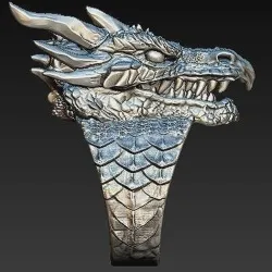 Edelstahlring mit Drachenkopf - Punk / Gothic-Stil