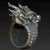 Edelstahlring mit Drachenkopf - Punk / Gothic-Stil